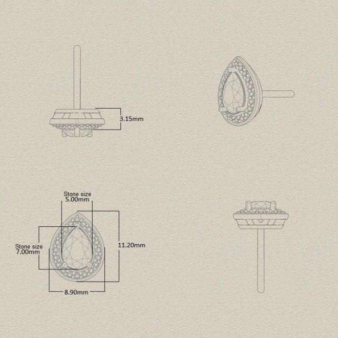 Pendientes de oro blanco de 18 Kt con zafiro azul y diamantes