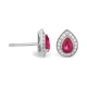Pendientes de oro blanco de 18 Kt con rubí y diamantes