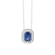 Colgante de oro blanco de 18 Kt con zafiro azul y diamantes