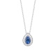Colgante de oro blanco de 18 Kt con zafiro azul y diamantes