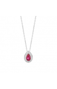 Colgante de oro blanco de 18 Kt con rubí y diamantes