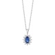 Colgante de oro blanco de 18 Kt con zafiro azul y diamantes