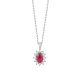 Colgante de oro blanco de 18 Kt con rubí y diamantes