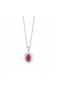 Colgante de oro blanco de 18 Kt con rubí y diamantes