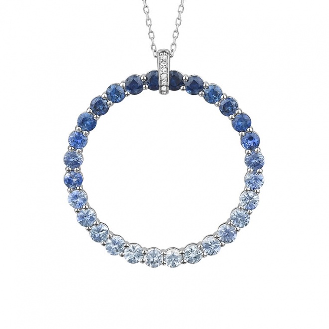 Colgante de oro blanco de 18 Kt con zafiro azul de 3,82 ct y diamantes de 0,02 ct