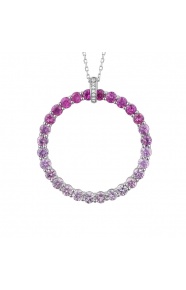 Colgante de oro blanco de 18 Kt con zafiro rosa de 3,20 ct y diamantes de 0,02 ct