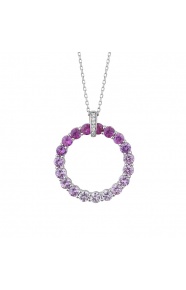Colgante de oro blanco de 18 Kt con zafiro rosa de 2,19 ct y diamantes de 0,02 ct