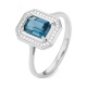 Anillo de oro blanco de 18 Kt con topacio de 1,17 ct y diamantes de 0,10 ct