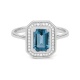 Anillo de oro blanco de 18 Kt con topacio de 1,17 ct y diamantes de 0,10 ct