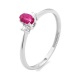 Anillo de oro blanco de 18 Kt con rubí de 0,30 ct y diamantes de 0,05 ct