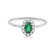Anillo Rosetón de oro blanco de 18 Kt con esmeralda de 0,23 ct y diamantes de 0,08 ct