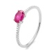 Anillo de oro blanco de 18 Kt con rubí de 0,60 ct y diamantes de 0,09 ct