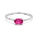 Anillo de oro blanco de 18 Kt con rubí de 0,60 ct y diamantes de 0,09 ct