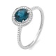 Anillo Rosetón de oro blanco de 18 Kt con topacio de 0,96 ct y diamantes de 0,12 ct