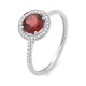 Anillo Rosetón de oro blanco de 18 Kt con granate de 0,95 ct y diamantes de 0,12 ct