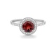 Anillo Rosetón de oro blanco de 18 Kt con granate de 0,95 ct y diamantes de 0,12 ct