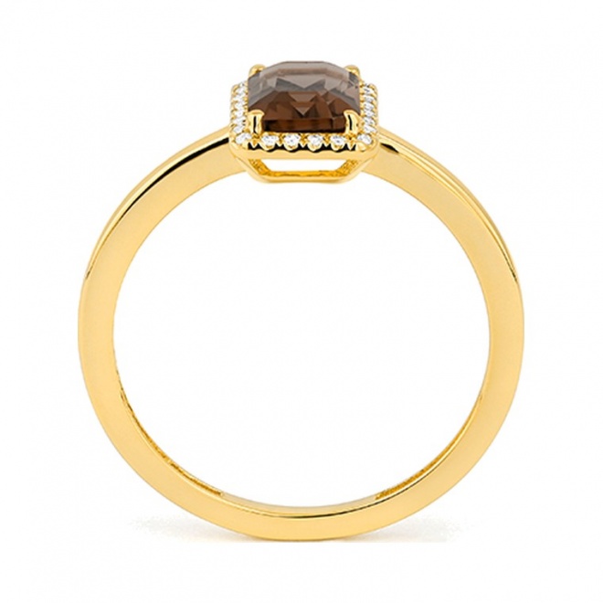 Anillo Rosetón de oro amarillo de 18 Kt con cuarzo de 0,90 ct y diamantes de 0,05 ct