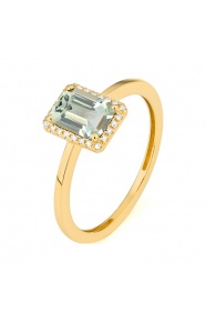 Anillo Rosetón de oro amarillo de 18 Kt con amatista de 0,90 ct y diamantes de 0,05 ct
