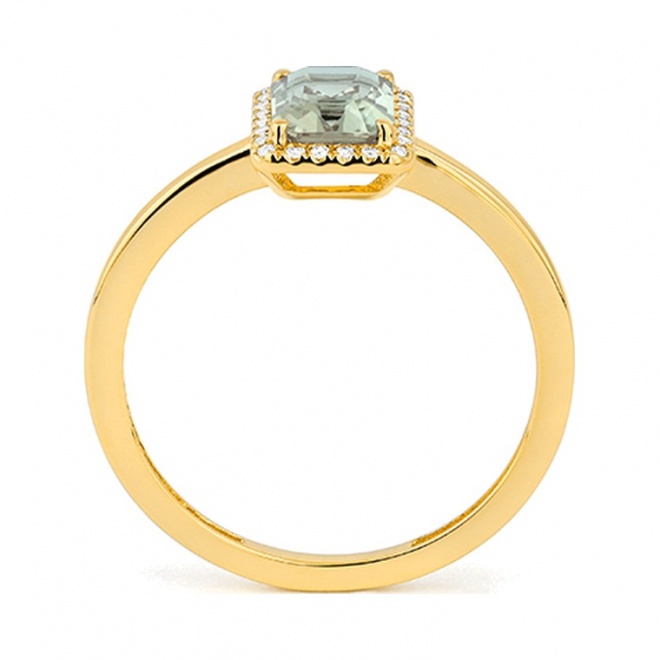 Anillo Rosetón de oro amarillo de 18 Kt con amatista de 0,90 ct y diamantes de 0,05 ct