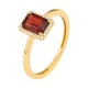 Anillo Rosetón de oro amarillo de 18 Kt con granate de 1,27 ct y diamantes de 0,05 ct