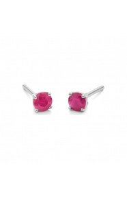 Pendientes Dormilonas de oro blanco de 18 Kt con rubí de 0,61 ct