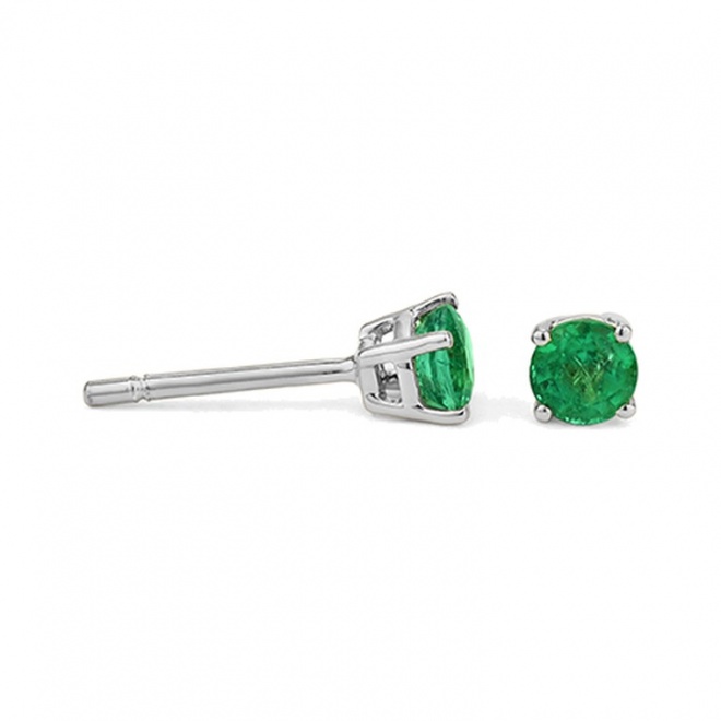 Pendientes Dormilonas de oro blanco de 18 Kt con esmeralda de 0,46 ct