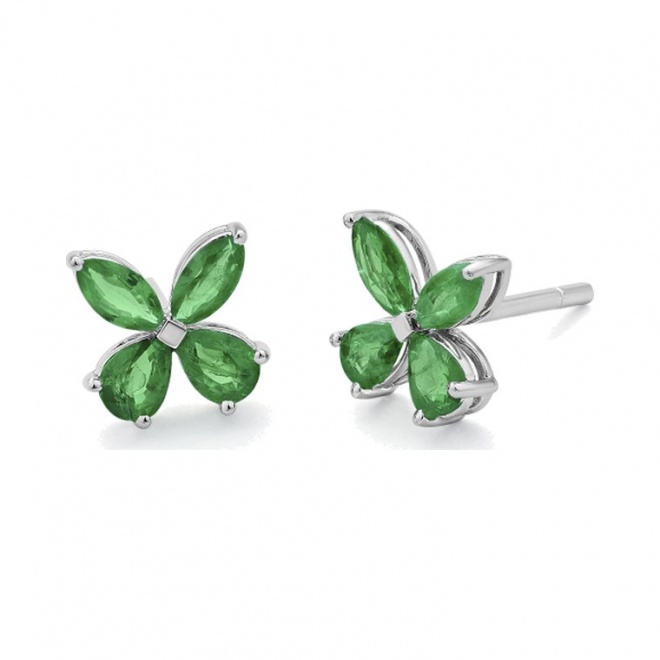 Pendientes de oro blanco de 18 Kt con esmeraldas de 1,09 ct