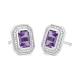 Pendientes de oro blanco de 18 Kt con amatista de 1,08 ct y diamantes de 0,19 ct