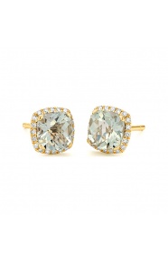 Pendientes Rosetón de oro amarillo de 18 Kt con amatista de 1,94 ct y diamantes de 0,10 ct