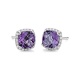 Pendientes Rosetón de oro blanco de 18 Kt con amatista de 1,94 ct y diamantes de 0,11 ct