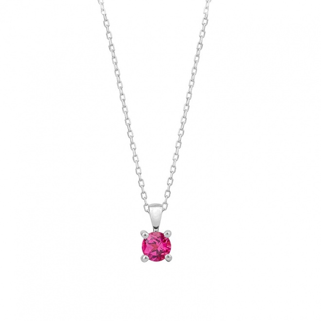 Colgante Solitario de oro blanco de 18 Kt con rubí de 0,34 ct