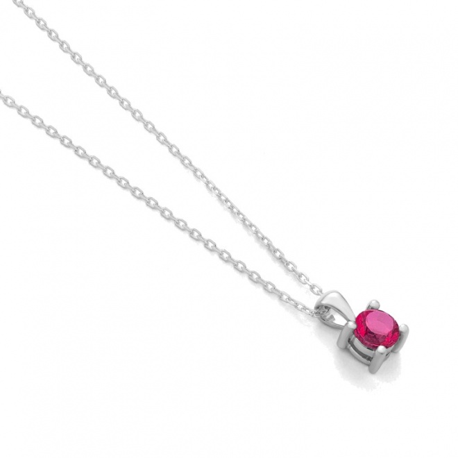Colgante Solitario de oro blanco de 18 Kt con rubí de 0,34 ct