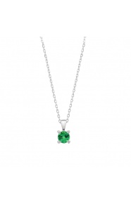 Colgante Solitario de oro blanco de 18 Kt con esmeralda de 0,24 ct