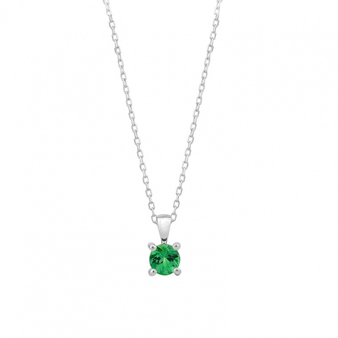 Colgante Solitario de oro blanco de 18 Kt con esmeralda de 0,24 ct