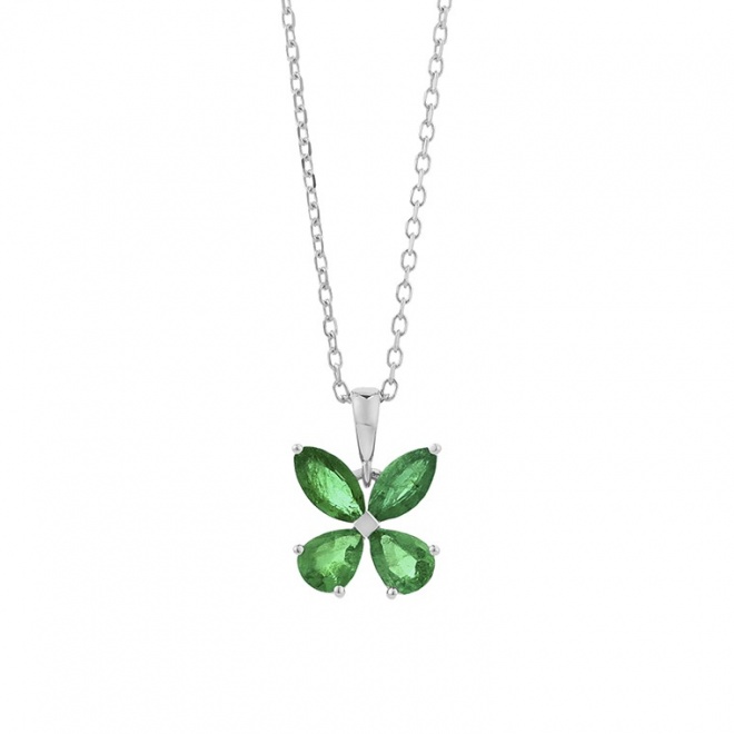 Colgante de oro blanco de 18 Kt con esmeraldas de 0,61 ct