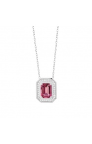 Colgante de oro blanco de 18 Kt con rodolita de 1,27 ct y diamantes de 0,10 ct