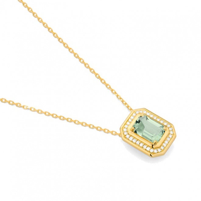 Colgante de oro amarillo de 18 Kt con amatista de 0,90 ct y diamantes de 0,10 ct