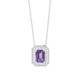 Colgante de oro blanco de 18 Kt con amatista de 0,90 ct y diamantes de 0,10 ct