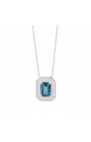 Colgante de oro blanco de 18 Kt con topacio de 1,17 ct y diamantes de 0,10 ct