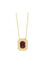 Colgante de oro amarillo de 18 Kt con granate de 1,27 ct y diamantes de 0,10 ct