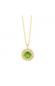 Colgante Rosetón de oro amarillo de 18 Kt con peridoto de 0,88 ct y diamantes de 0,07 ct
