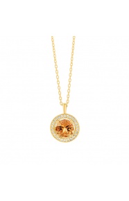 Colgante Rosetón de oro amarillo de 18 Kt con citrino de 0,70 ct y diamantes de 0,07 ct