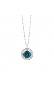 Colgante Rosetón de oro blanco de 18 Kt con topacio de 0,96 ct y diamantes de 0,07 ct