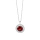Colgante Rosetón de oro blanco de 18 Kt con granate de 0,95 ct y diamantes de 0,07 ct