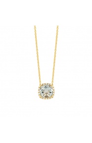 Colgante Rosetón de oro amarillo de 18 Kt con amatista de 0,97 ct y diamantes de 0,05 ct