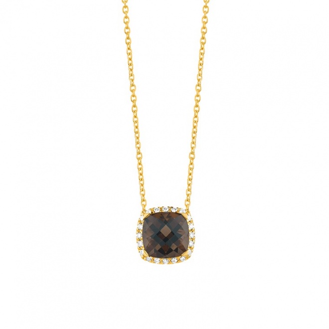 Colgante Rosetón de oro amarillo de 18 Kt con cuarzo de 0,97 ct y diamantes de 0,05 ct