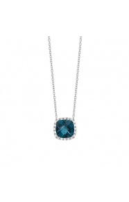 Colgante Rosetón de oro blanco de 18 Kt con topacio de 1,40 ct y diamantes de 0,05 ct