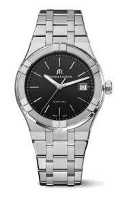 Maurice Lacroix Aikon Quartz ∅40 mm - 10 ATM, Esfera negra, brazalete de acero