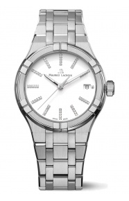 Maurice Lacroix Aikon Quartz Date ∅35 mm - 10 ATM, Esfera blanca mate, brazalete de acero