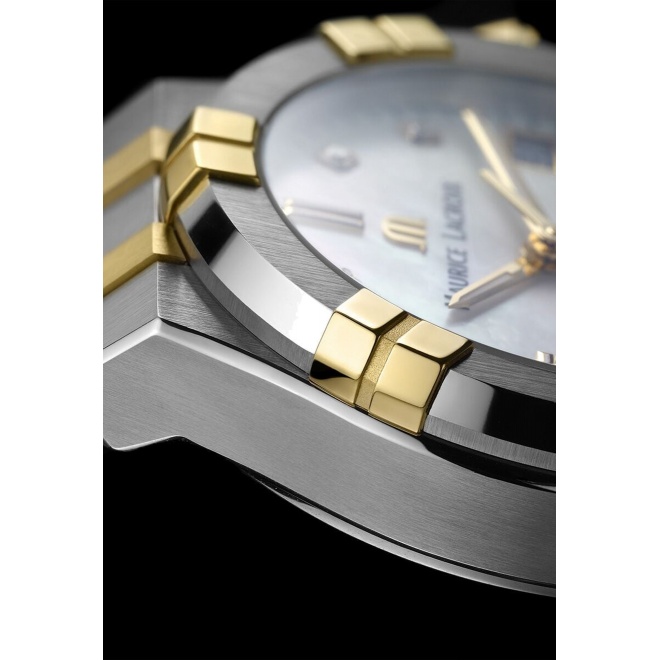 Maurice Lacroix Aikon Automatic Date ∅35 mm - 20 ATM, Esfera nácar, brazalete de acero, bicolor, brillantes, oro
